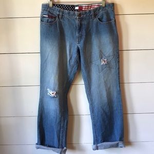 Vintage 2001 Tommy Jeans with star patches. Y2K vibe